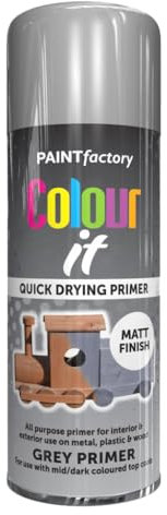 AlezyB - 2 x Grey Primer 400ml All Purpose Spray Paint | Use on Metal, Wood, Plastic and Multipurpose Aerosol Professional Quality Perfect Finish, for Interior Exterior and Excellent Coverage