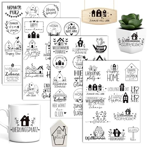 Rub On Sticker, 4 Stück A5 Rub On Aufkleber, Möbelaufkleber, Rub On Folie Transferaufkleber, für Möbel, Glas, Holz, Scrapbooking, DIY Basteln Deko (Möbel)