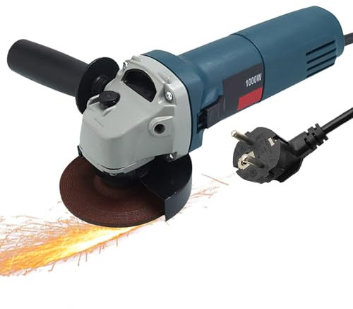 Meuleuse d'angle 1000 W diam,Ø de disque 125 mm, capot protection, poignée supplément, 12000 tr/min,protection anti-redémarrage, flasque de serrage, écrou de serrage (125MM)
