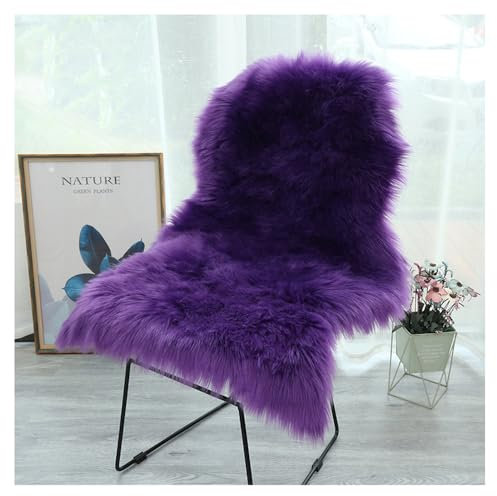 SMTCM Faux Lammfell Schaffell Teppich 60 * 100cm Lammfellimitat Carpet Longhair Felloptik Flauschige Weicher Fellteppich Stuhlkissen Bodenteppich Sitzfelle Nachahmung Wolle Matte für Sofa Wohnzimmer