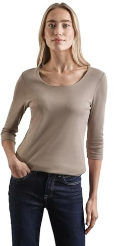 Street One Damen A317588 Basic T-Shirt mit 3/4-Arm, Breezy beige, 38