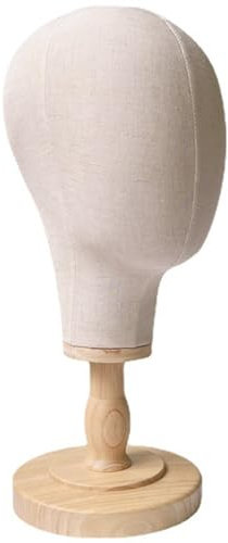 54CM Mannequin Perücke Kopf mit Holzständer, Abnehmbarer Perückenständer, Multifunktionaler Hutständer, Hut Ausstellungsständer, Stabiler Kuppel Modellkopf für Hüte, Heim, Salon, Barbershop, Kappen