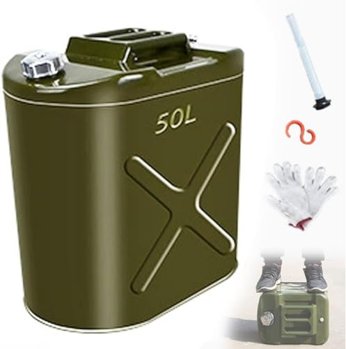 RRHCW Bidon pour Carburant en Métal 10L-60L, Bidon De Carburant pour Bateau, Bidon Étanche Carré en Métal pour Essence avec Bec Verseur, Accessoire D'automobiles-50L