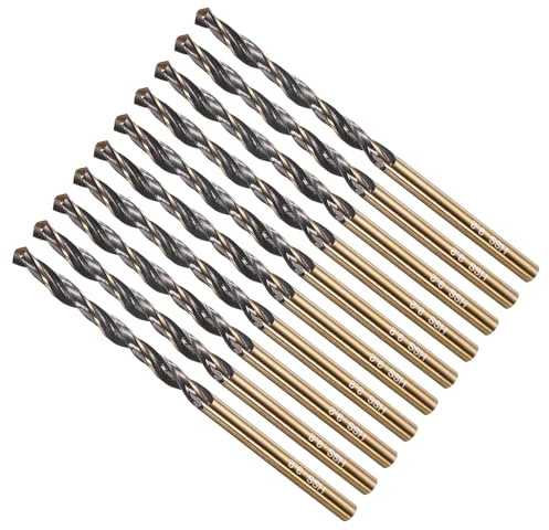 METALLIXITY Drill Bit (3.2mm) 4341 High-Speed Steel Black & Gold 10Pcs | Straight Shank 118° Black and Gold Finish for Copper Aluminum Wood Plastic Medium Hard Metal