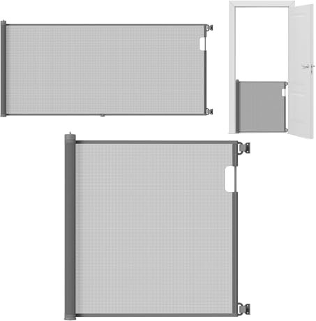 TULANO Guardian 1.8 | Treppengitter | Türschutzgitter ausziehbar für Kinder & Haustiere Hundegitter | Breite 5-180 cm | Höhe 86 cm | Einhand-Öffnung | Doppelte Verriegelung | Wandmontage | Grau