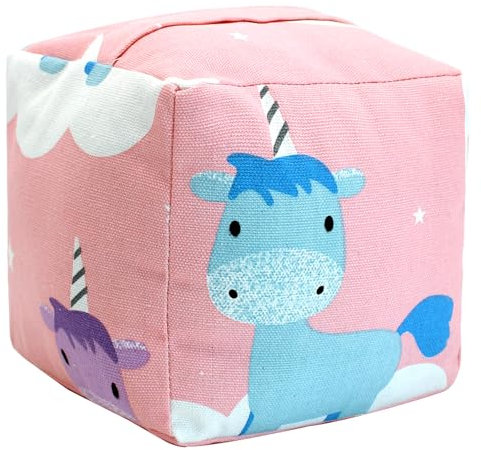 Decorative Door Stopper, Weighted Fabric Door Stopper with Handle, Heavy-Duty Square Door Floor Stop for Bedroom, Living Room, Interior, Doors (Unicorn)
