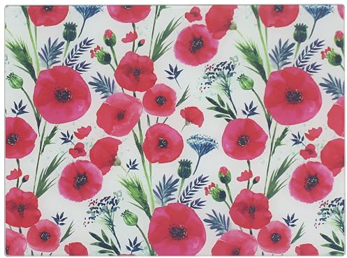 The Leonardo Collection Finola Stack Poppy Glassware Chopping Board | Glass chopping board, durable, washable
