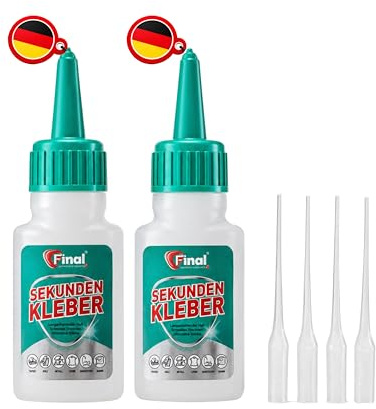 Final Sekundenkleber Extra Stark 2 x 25g – Super Glue Universal Kleber für Metall, Kunststoff, Holz, Glas, Keramik & Gummi – Schnell Trocknend, Wasserfest