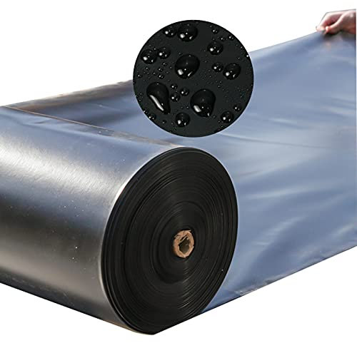 Teichfolie HDPE sicher für Fisch und Gartenpflanzen, UV- und witterungsbeständige schwarze Teichfolie, 0,2 mm dicke Teichfolie, 8 x 8 m Teichfolie ohne Schadstoffe