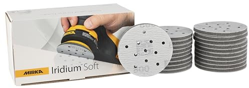 Mirka Schleifscheiben Iridium Soft Ø 77 mm P800 Klett Multifit 20 Stück | Schaumbasiertes Schleifmittel für präzises Finish Trockenschliff Klarlackschliff Karosseriereparatur Multifit Klett