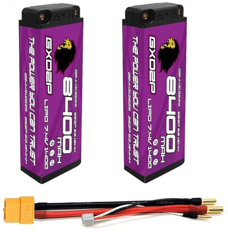 GXDZP 2S LiPo Battery 8400mAh 7.4V 140C GXDZP Hardcase XT60 5mm Connector High Discharge RC Battery Pack for 1/10 1/8 Scale RC Cars Trucks Boats Aeroplanes Vehicles Hobby 2 Pack