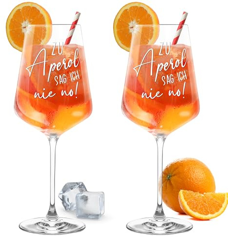 Gravur-Max Aperol Glas 2er Set 560 ml „Zu Aperol sag ich nie no! – Graviertes Leonardo Puccini Weinglas – Handgefertigt in Deutschland, spülmaschinenfest – Geschenk für Aperol-Fans MA-0101076-2G