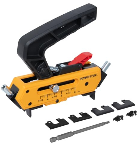 POWERTEC Gabarit de vis de terrasse avec 3 options d'espacement des planches et embout Torx T15, outil de fixation cachée pour terrasse en bois et composite (72184)