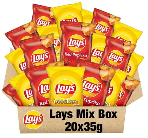 Lays Mini Chips Mix 20x35g – Salted & Red Paprika – Kleine Knabberpacks, ideal für unterwegs, Partys & Snackpausen – Praktischer Vorratspack