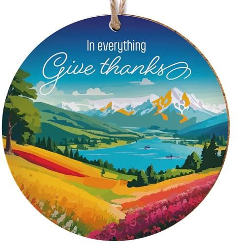 Christian Hanging Decoration or Coaster, Scripture, Give Thanks