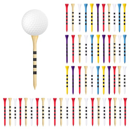 Ferizzia 50 Piezas Tees de Golf, 83mm Madera Golf Tees