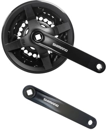 Resul FC-TY301 Kurbelgarnitur, 48-38-28 Zähne, 6/7/8-fach, 170 mm Kurbelarmlänge, Aluminium Kurbeln mit Stahl Kettenblättern, Vierkant, MTB/Trekking, mit Kettenschutz
