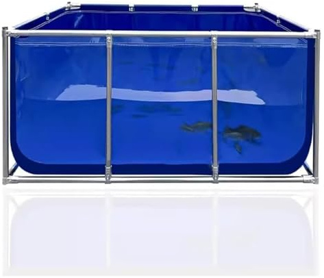 Laghetto pieghevole in tela con telaio in acciaio, serbatoio per acqua all'aperto, piscina per acquario con finestra trasparente di visualizzazione e valvola di scarico