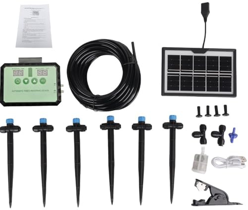 Bewinner Pompe à Eau Solaire Système d'irrigation Goutte à Goutte Automatique avec Minuterie pour Plantes Jardin Intérieur Extérieur, Collecteur d'Eau de Pluie Buse Réglable Kit 'arrosage Solaire