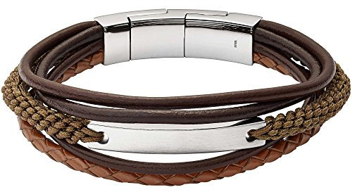 Fossil Armband Für Männer, Innenlänge: 180mm + Extender = 195mm Braun, Braun, Gold Gemischt, Edelstahlarmband, JF02703040