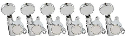 Musiclily Pro R15J-07 6-in-Line 15:1 Gitarre Mechaniken Tuners Chrom | Vintage Oval Button,für Fender Strat Tele Style E-Gitarre