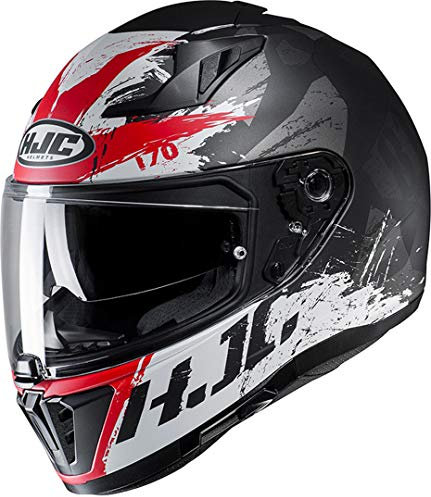 HJC Helmets Unisex – Erwachsene Nc Motorrad Helm, Schwarz/Weiss/Rot, XL