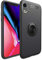 NALIA Ring Hülle kompatibel mit iPhone XR, Schutzhülle Cover magnetische Silikon Handyhülle für KFZ-Halterung 360-Grad Finger-Halter, Case Dünn Ständer Slim Back Thin-fit Etui Bumper, Farbe:Schwarz