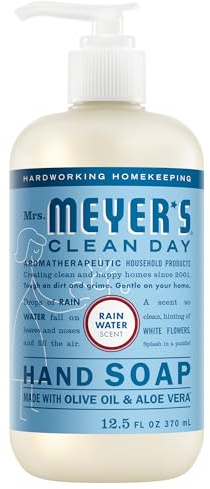MRS. MEYER'S CLEAN DAY Hand Soap, Rain Water Scent, 12.5 Fl Oz Bottle
