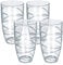 LIVIVO Set of 4 Hi Ball Plastic Acrylic Drink Tumblers with Swirl Design - Stackable Glasses for Picnics, BBQ’s or Just Everyday Use (Set of 4, Transparent)