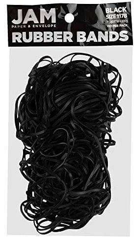 JAM PAPER Durable Rubber Bands - Size 117B - Black Multi-Purpose Rubberbands - 100/Pack