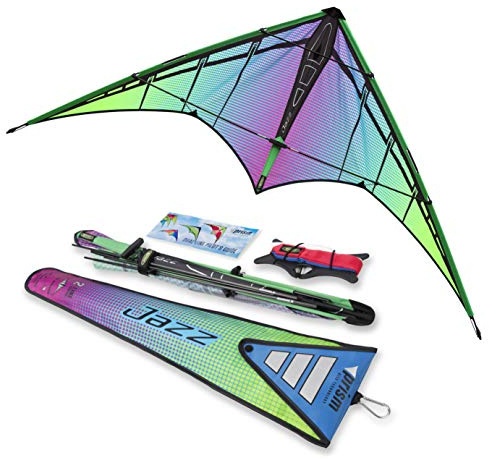 Jazz 2.0 Dual-line Sport Kite, Electric, Ready to Fly with Flying Lines, Wrist Straps, Winder, Instructions, and Storage Bag