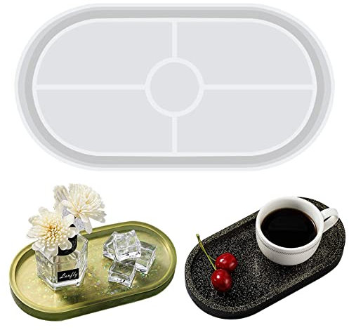Oval Silicone Mold Silicone Dish Coaster Resin Mould Useful Oval Plate Epoxy Casting Mold Cup Mat Mould Jewelry Trinket Bead Storage Tray Mould for Home Decoration DIY Art Craft