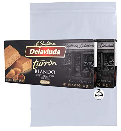 Delaviuda Turron Blando Turron Blando - Turron de almendra suave (2 unidades) - Turron Blando con Almendras Calidad Suprema con bolsa de almacenamiento rápido de pingüino premium