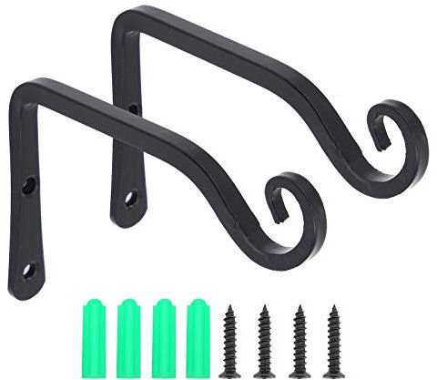 2 soportes para cestas colgantes, linternas de jardín, ganchos para colgar en la pared para plantas, soporte para colgar en la pared de hierro para macetas, comederos para pájaros, carillón de viento