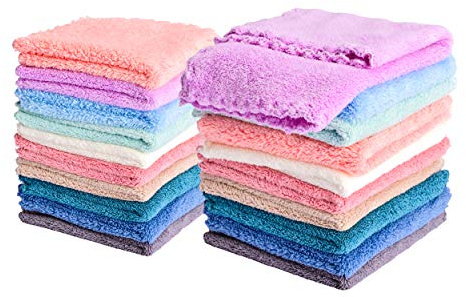 Kyapoo Baby-Waschlappen, Mikrofaser, Korallen-Fleece, extra saugfähig und weich, für Neugeborene, Säuglinge und Kleinkinder, 20 Stück