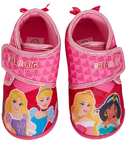 Disney Mädchen Prinzessinnen Hausschuhe für Kleinkinder Erste Lauflern-Hausschuhe Kinder Hausschuhe mit leichtem Verschluss Kindergarten-Hausschuhe, Rosa, 23 EU