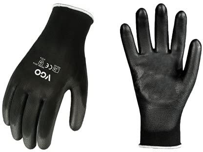 Vgo... 3 paia Guanti da Lavoro di Sicurezza Resistenti, Guanti da Giardinaggio Edilizia Costruzione Magazzino, Guanti Rivestiti in Poliuretano e Nitrile, PU2103