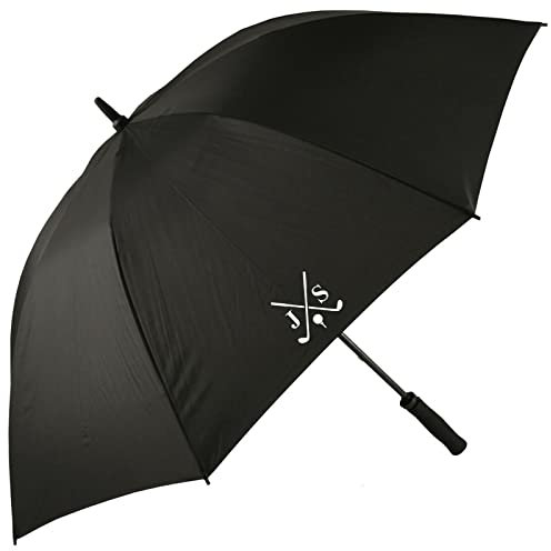 Crossed Clubs Design with Personalised Initials Black Golf Umbrella Parasol
