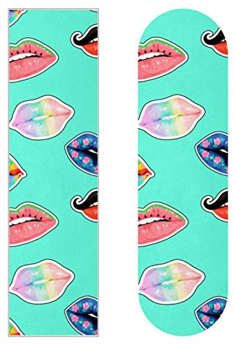 Wasserfarben, buntes sexy Lippen-Muster, 2 Stück, Skateboard-Griffband, Schleifpapier, Longboard, Aufkleber, Roller, Deck, Sandpapier