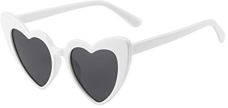 Long Keeper Retro Herz Sonnenbrille - Vintage Damen Sonnenbrille Herzform mit UV400 Schutz Hippie Herzbrille Aesthetic Heart Glasses