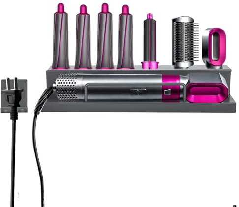 Flngr Wandhalterung für Haartrockner und Airwrap, perforierte und nagelfreie Installation, Aufbewahrungsregal für Haartrockner, für Badezimmer/Schlafzimmer/Friseurladen, Airwrap-Halter, Wandhalterung