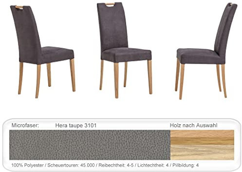 6X eleganter Polsterstuhl Silvana hochwertiger Stuhl Esszimmerstuhl Massivholzstuhl Küchenstuhl Verschiedene Varianten, Holzart:Eiche Sonoma lackiert, Bezugstoff:Hera Taupe
