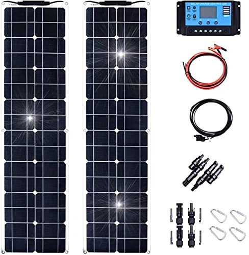 BAISHIFA 400W 800W 12V-24V Panel Solar Flexible Cargador Solar monocristalino Panel Solar Impermeable y Ultrafino para vehículos recreativos, Barcos, Casas y Superficies Irregulares,2x200W