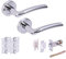 HANDLEZONE® Neemo Privacy Door Handle Latch Pack, Complete with Lever On Rose Handles, Latch, Ball Bearing Hinges - Dual Finish Polished/Satin Chrome