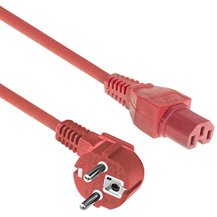 ACT C15 auf CEE7/7 Warmgerätekabel 1,5m Rot – AK5284 | für Netzwerk-Switches