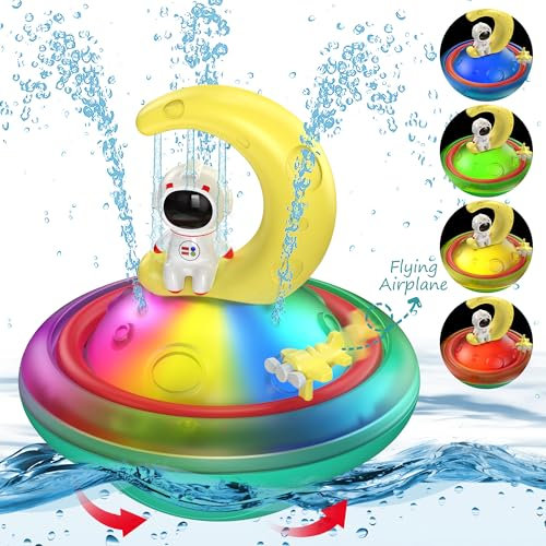CRIOLPO Badewannenspielzeug, Wasserspielzeug mit Licht Badespielzeug ab 1 2 3 Jahre, Badewanne Spielzeug mit Automatische Induktion, Spray Wasser Spielzeug Geschenke für Baby Jungen Mädchen