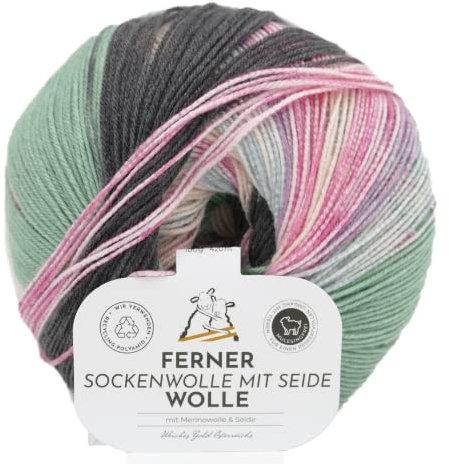 Sockenwolle mit Seide | Ferner Wolle Merinowolle mit Farbverlauf | nicht nur zum Socken stricken (625-23)
