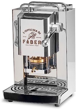 FABER COFFEE MACHINES | Modelo Pro Total Inox Deluxe | Cafetera con cápsulas ese 44 mm | Acabados cromados inoxidables | Latón Pressacialda