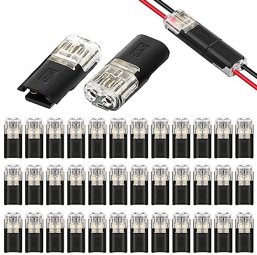 40 Pezzi Connettori Elettrici Rapidi per Cavo da 18-22 AWG, Connettore 2 Pin, Connettore Connettore a Spina, Connettori Elettrici per Auto, Senza Spelatura