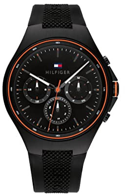 Tommy Hilfiger Reloj Analógico de Cuarzo multifunción para Hombre con Correa en Silicona Negro - 1792056